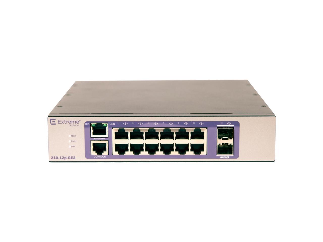 Extreme Networks - 16567 - Extreme Networks 210-12p-GE2 Ethernet Switch -  12 Ports - Manageable - 3 Layer Supported -