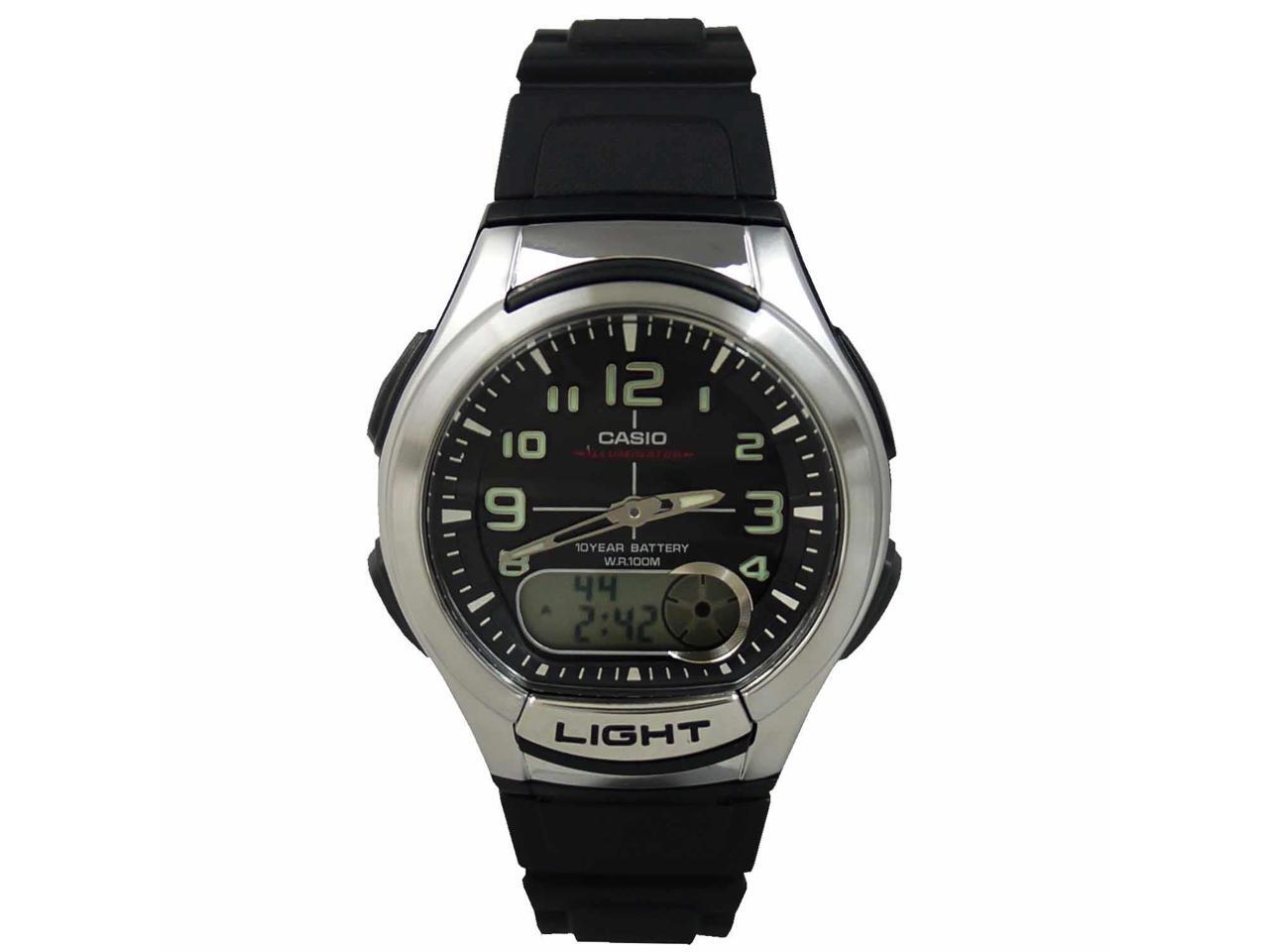 Casio AQ180W-1BV Men's Databank Analog \u0026 Digital Watch w/ Black Resin Band  - Newegg.com