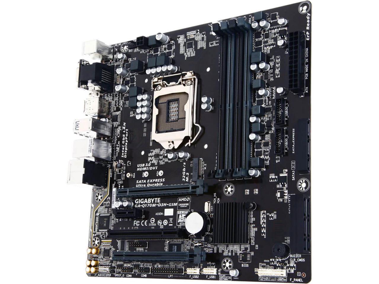 Gigabyte Ultra Durable GA-Q170M-D3H Desktop Motherboard - Intel Q170 ...