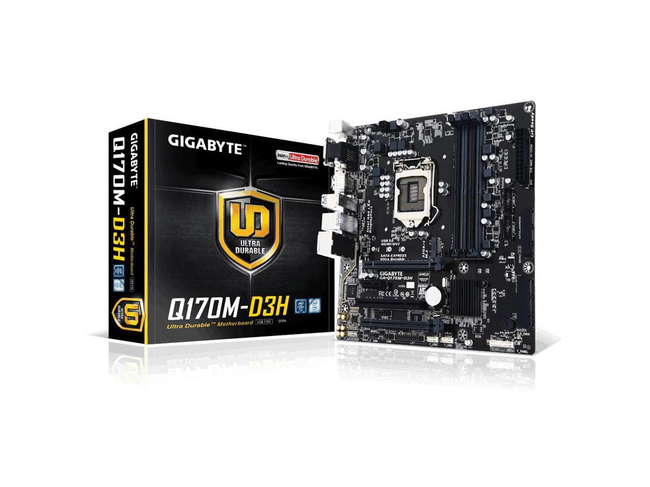 Gigabyte Ultra Durable GAQ170MD3H Desktop Motherboard Intel Q170