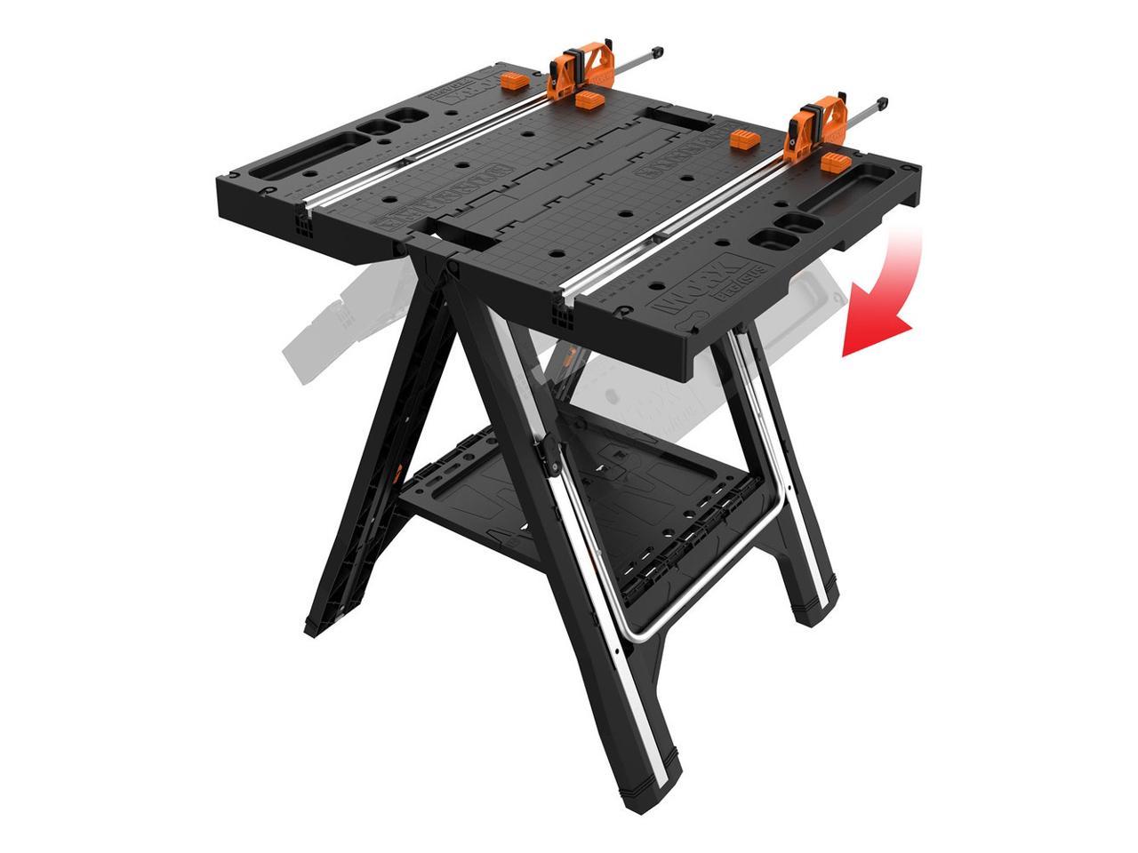 WORX Pegasus Portable Folding Work Bench Sawhorse W Bar Clamps   A10ZD201023E96BR 