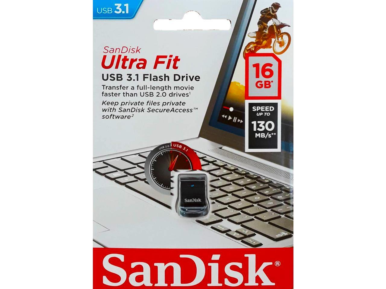 SanDisk 16GB USB 3.1 16G SDCZ430 CZ430 Ultra Fit 130MB/s SDCZ430-016G ...