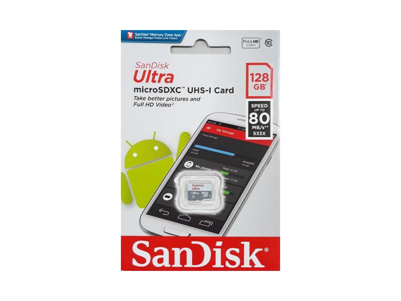 Карта памяти sandisk ultra 128 гб sdsqunr 128g gn6mn