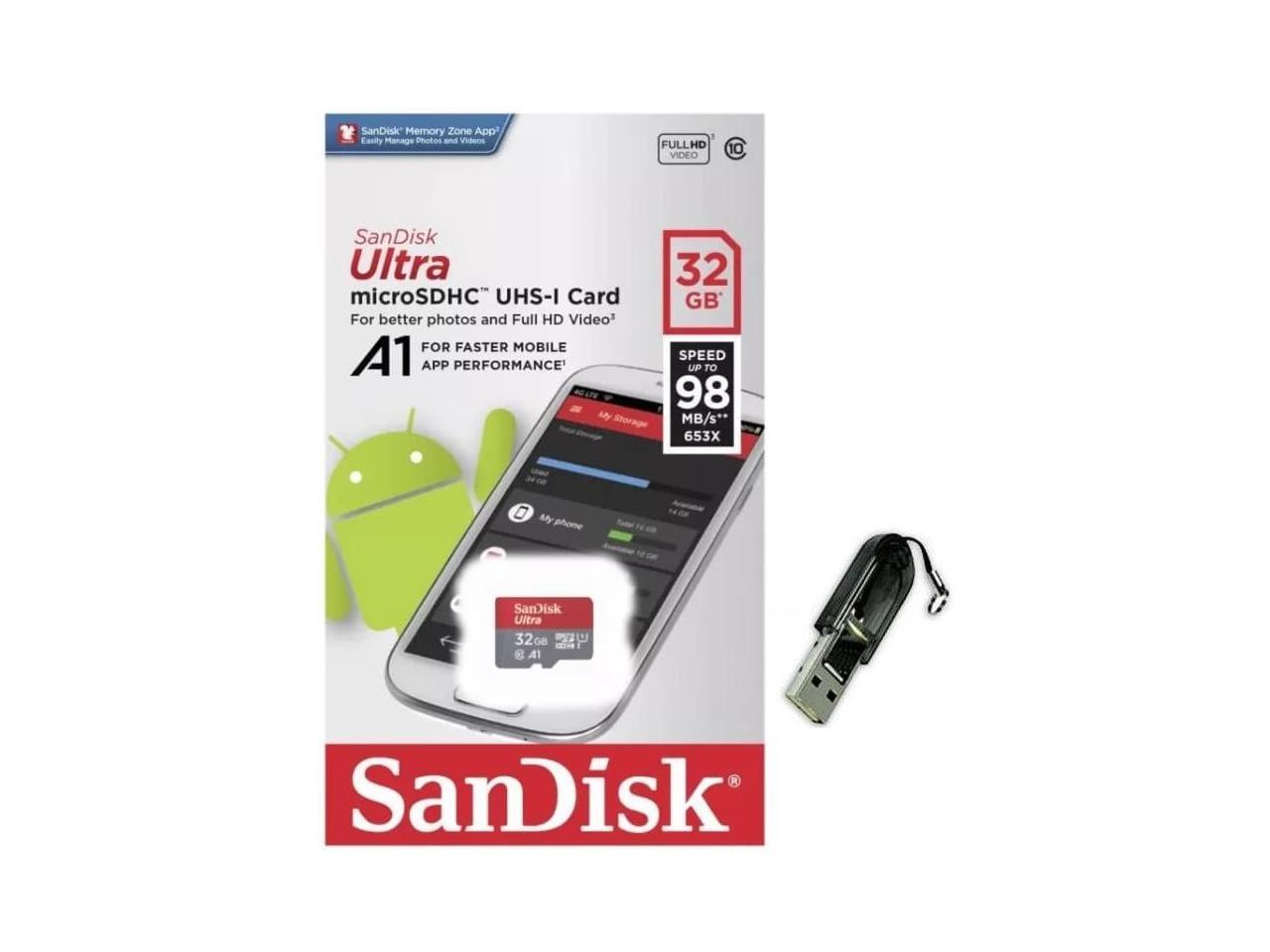 SanDisk Ultra 16 GB Micro SD SDHC UHS-1 98MB/s Class 10 Memory Card SD ADAPTER 