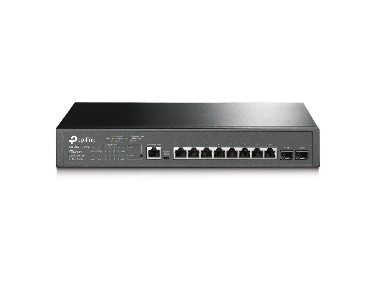 TP-LINK JetStream 8-Port Gigabit L2 Managed PoE+ Switch with 2 SFP ...