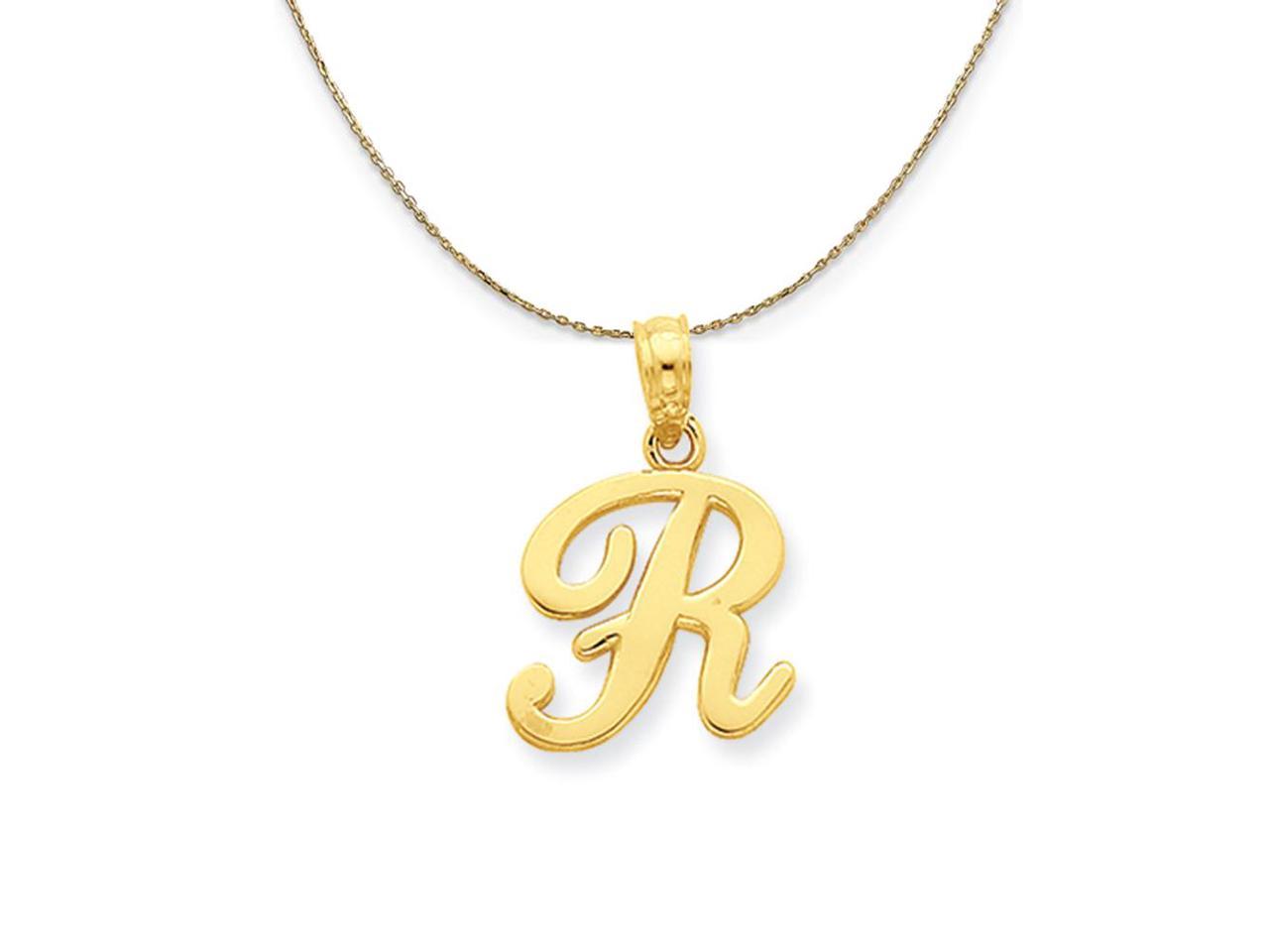14k Yellow Gold, Mimi, Sm Script Initial R Necklace - 22 Inch 