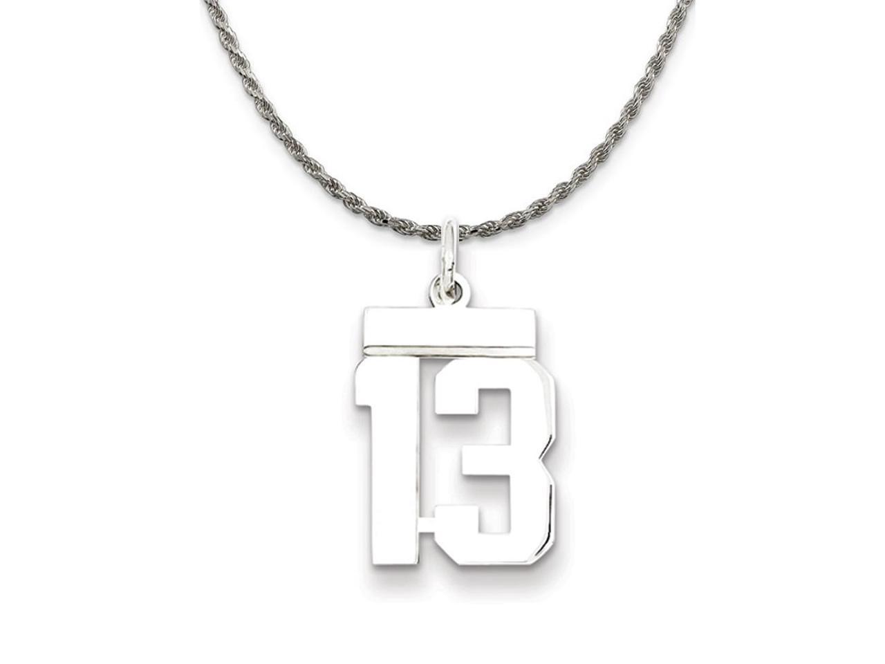 number 13 necklace sterling silver