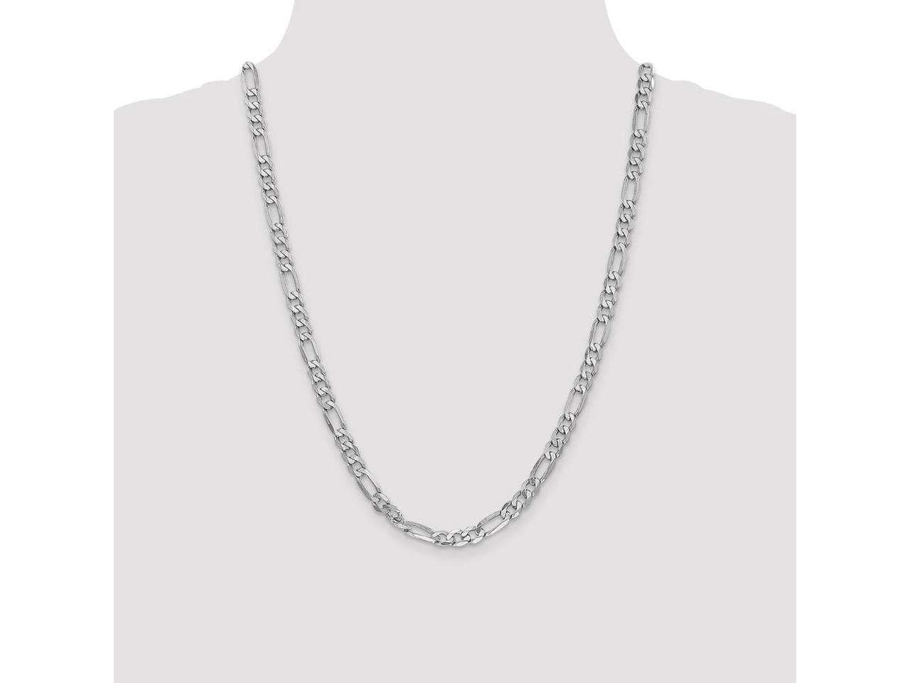 Men's 6mm, 14k White Gold, Flat Figaro Chain Necklace, 24 Inch