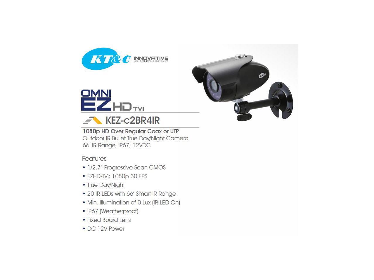 KT&C KEZc2BR4IR OMNI EZ HDTVI Camera, 1080p Outdoor Bullet with 20