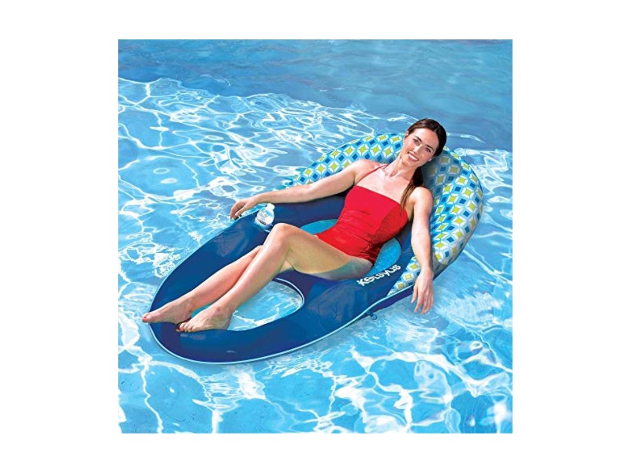 kelsyus deluxe inflatable floating chaise pool lounger