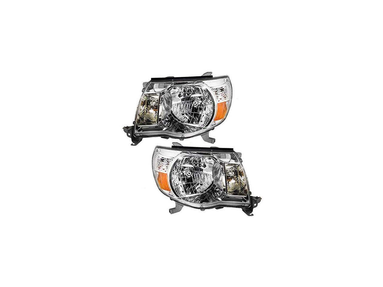 Driver and Passenger Headlights Headlamps with Bright Chrome Bezels Replacement for 2005-2011 Tacoma 8115004163 8111004163 