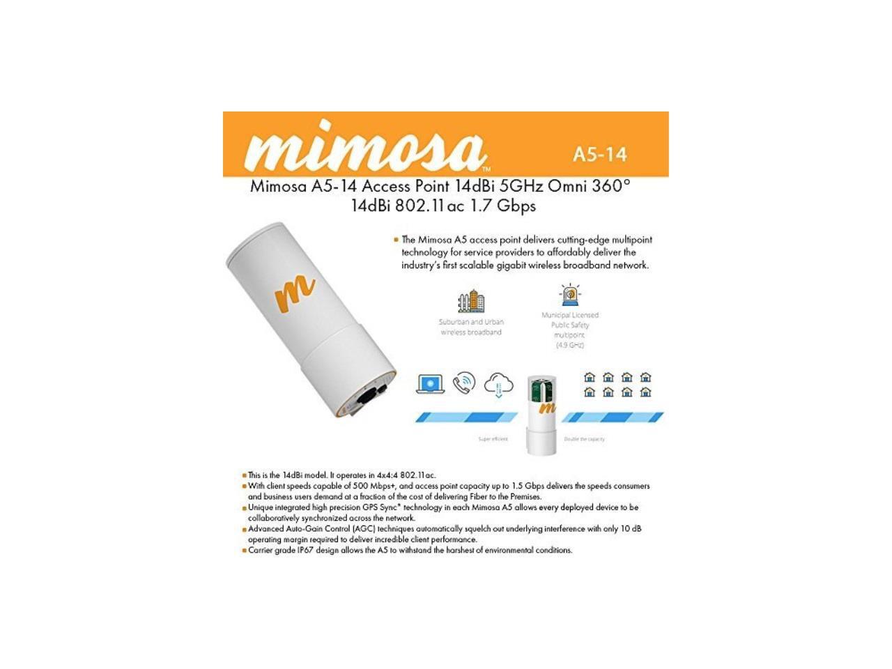 Mimosa Networks - A5-14 - MU-MIMO 4x4:4ac Access Point, 360 Degrees ...