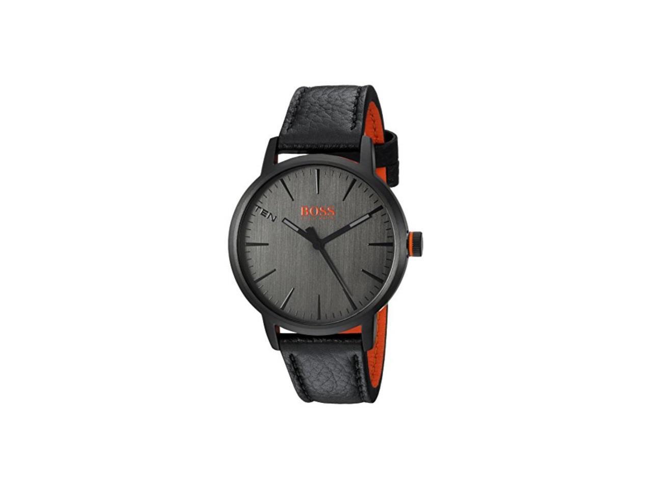hugo boss men's 'copenhagen' quartz stainless steel and leather casual watch, black model: 1550055 - Newegg.com
