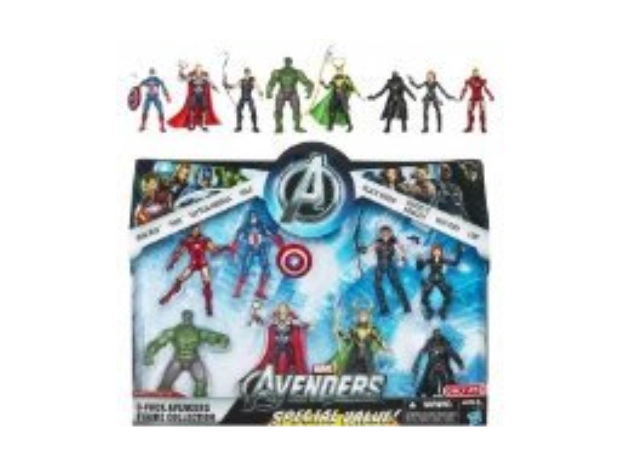 marvel exclusive action figure 8pack the avengers iron man, thor, captain  america, hulk, black widow, hawkeye, nick fury & loki