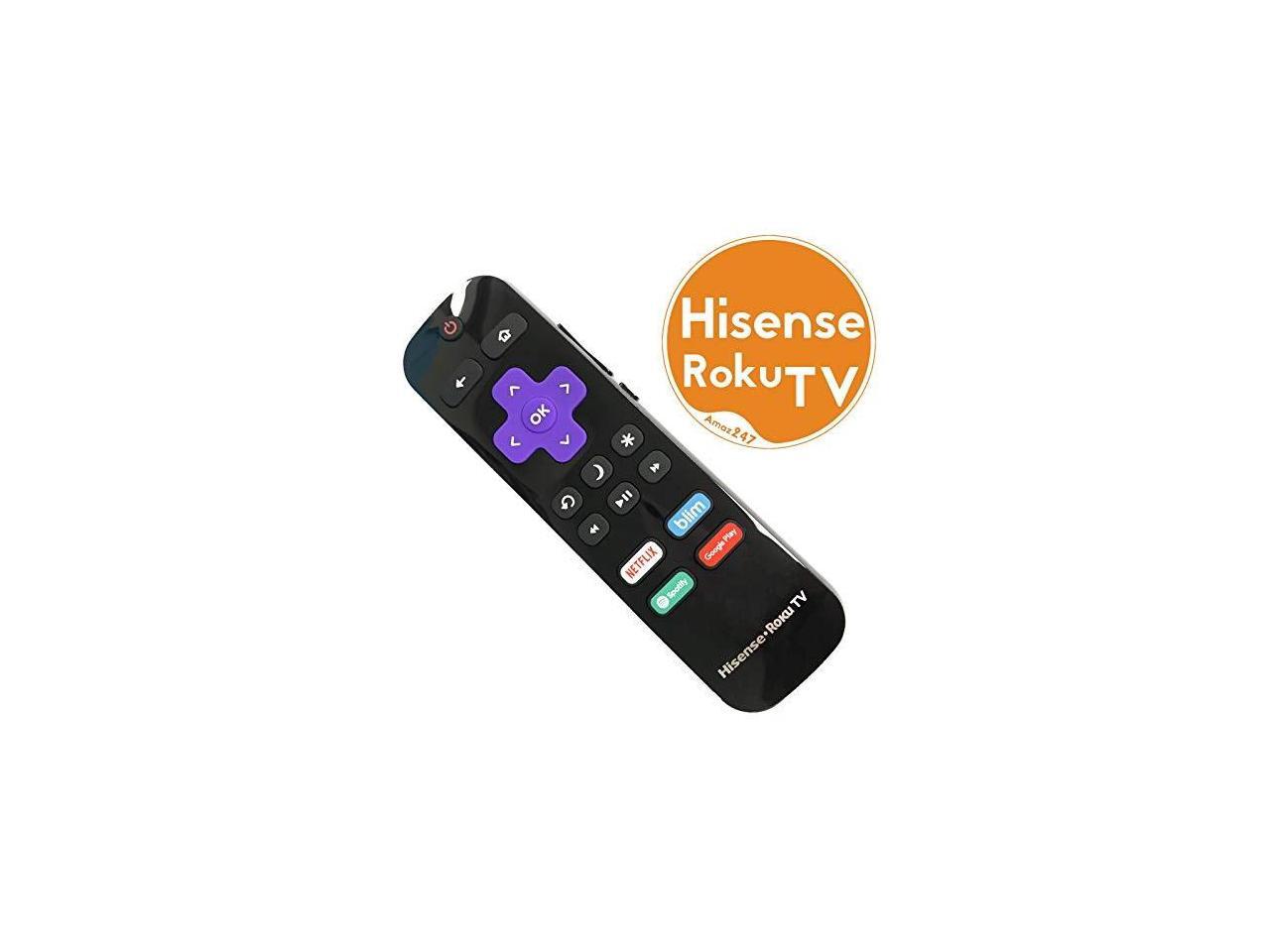 original hisense roku tv remote w/volume control & tv power button for