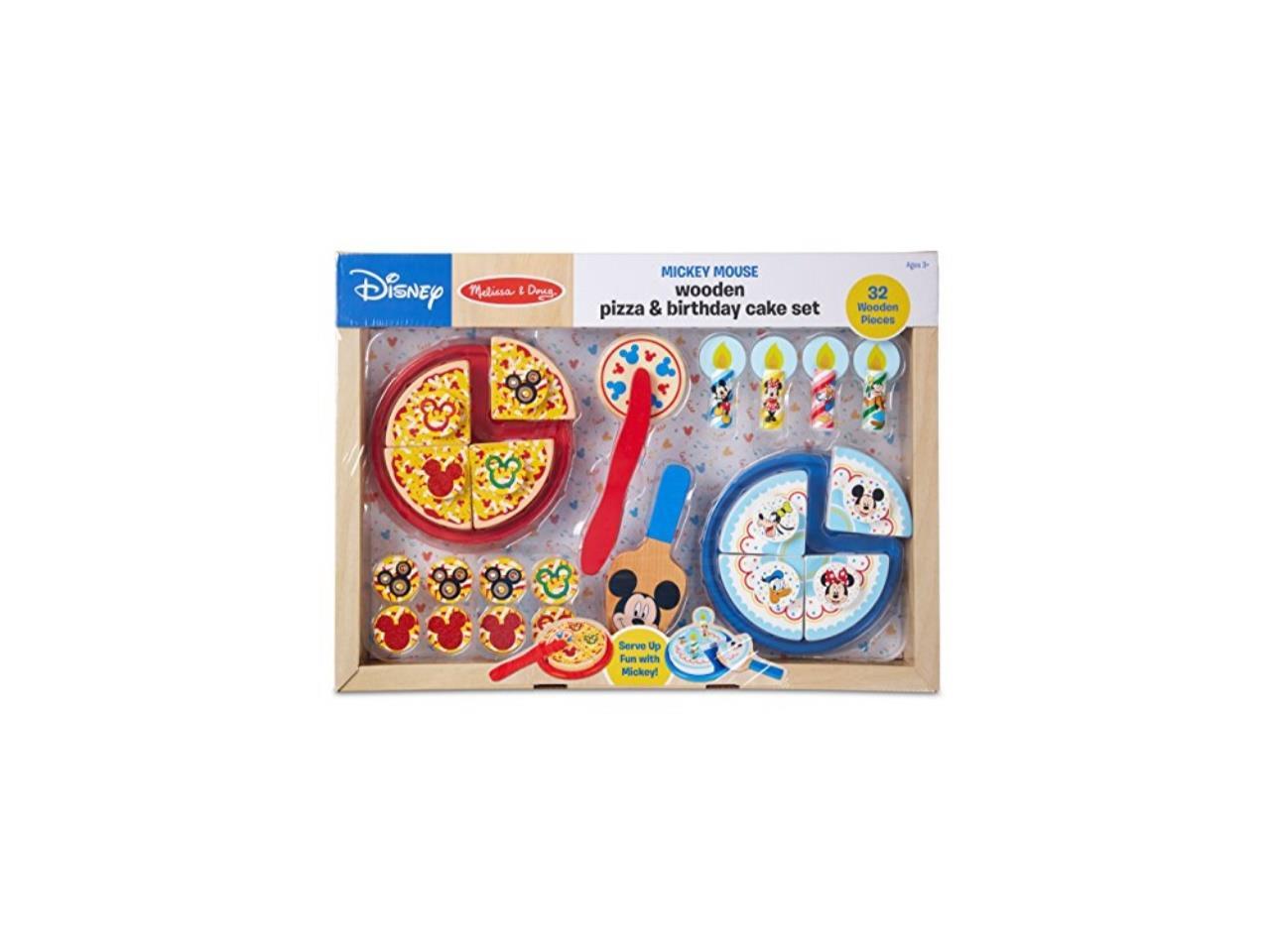 Mickey Mouse Clubhouse Wooden Pizza Birthday Cake Set 32pc Melissa & Doug Disney for sale online 