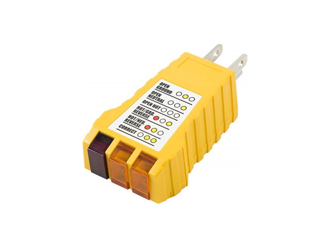 3-Wire Light Improper Wiring Indicator Details about   GE 50542 Receptacle Tester Gray/Yellow 