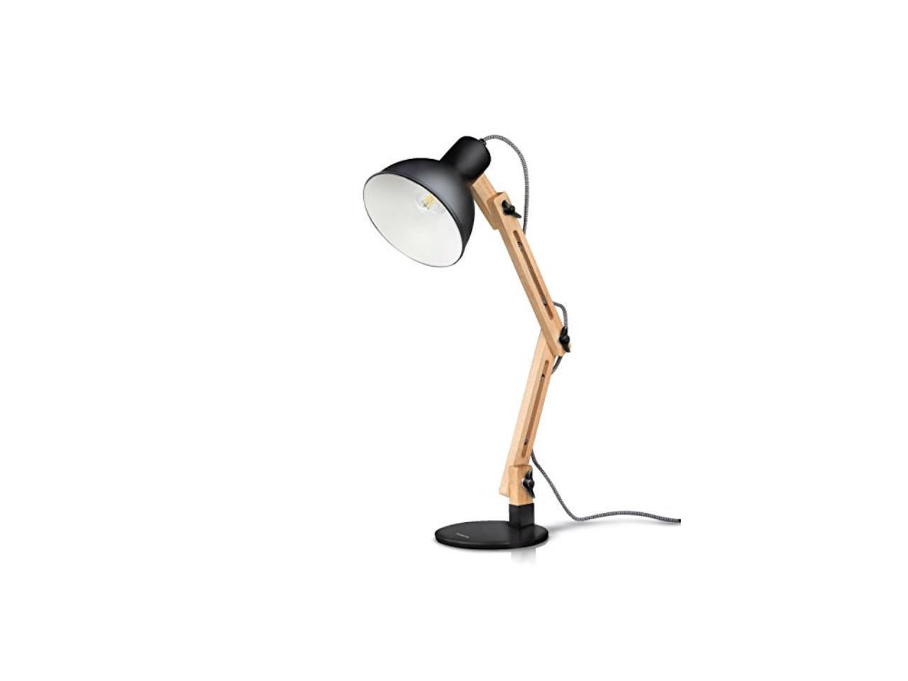 Tomons Swing Arm Desk Lamp Wood Led Table Lamp Reading Lights For Office College Dorm Living Room Bedroom Study Bedside Nightstand Adjustable Lamp With 4w Led Bulb Black Newegg Com