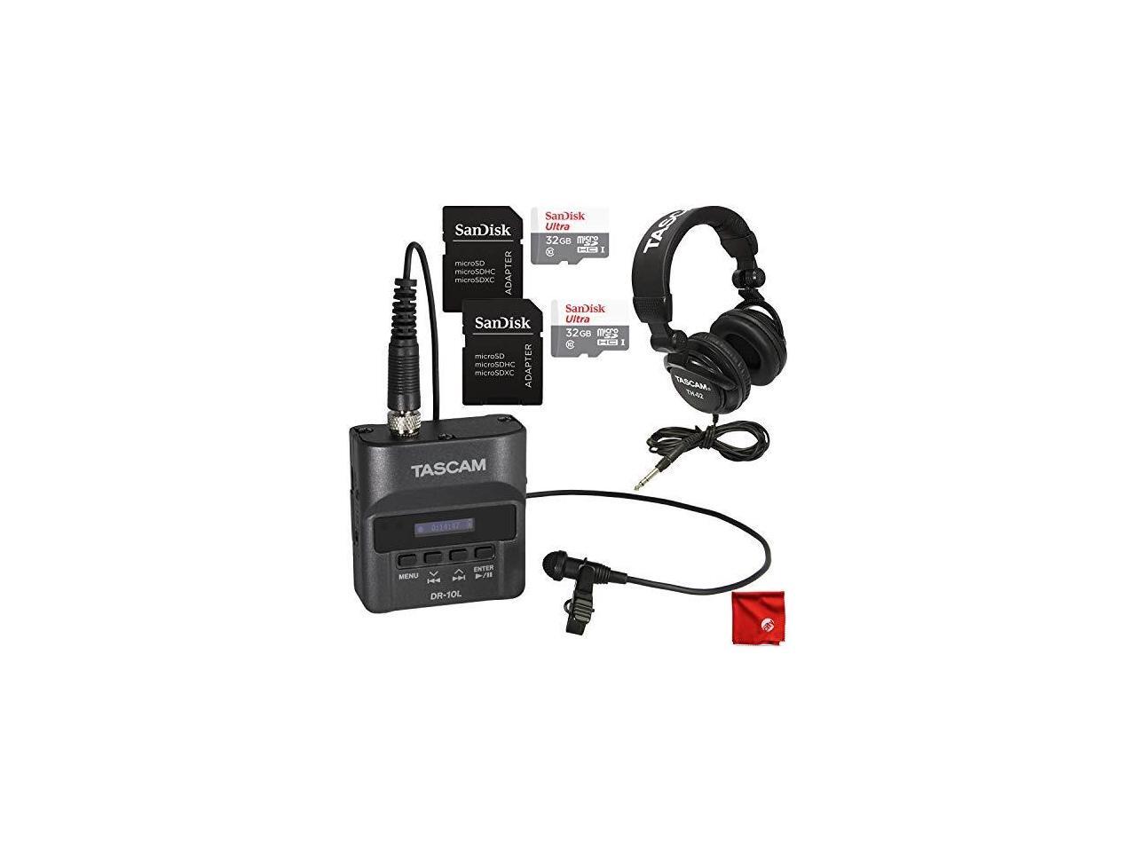 Tascam DR-10L Micro Portable Audio Recorder with Lavalier Microphone Bundle  with TH-02 Headphones and 2X Sandisk 32GB SD Memory Cards - Newegg.com