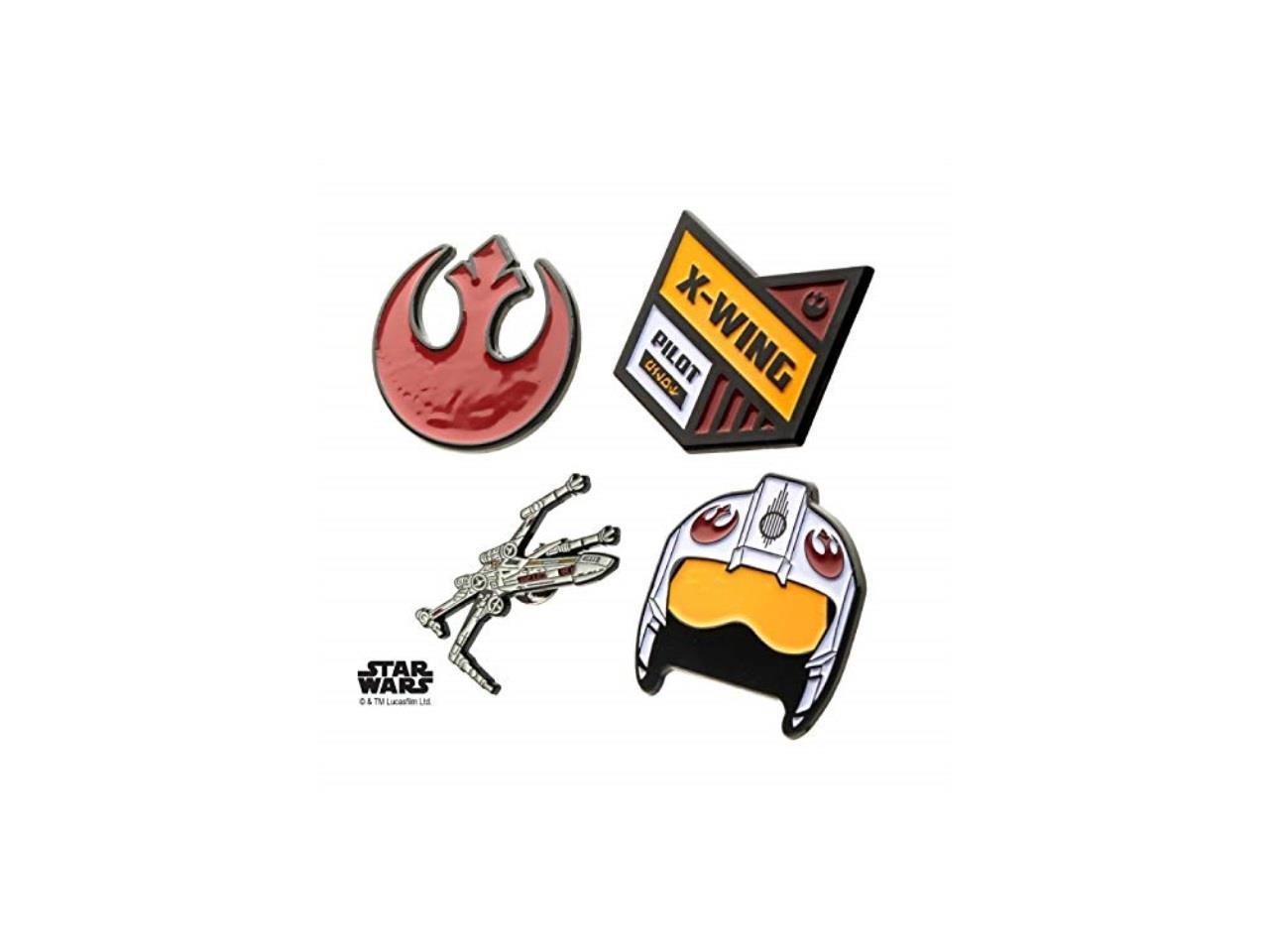 Star Wars Base Metal Rebel Alliance Symbol and X Wing Fighter Lapel Pin Set 