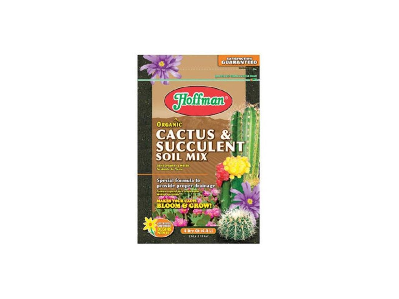 1 Pack Hoffman 10404 Organic Cactus and Succulent Soil Mix 4 Quarts Brown/A 