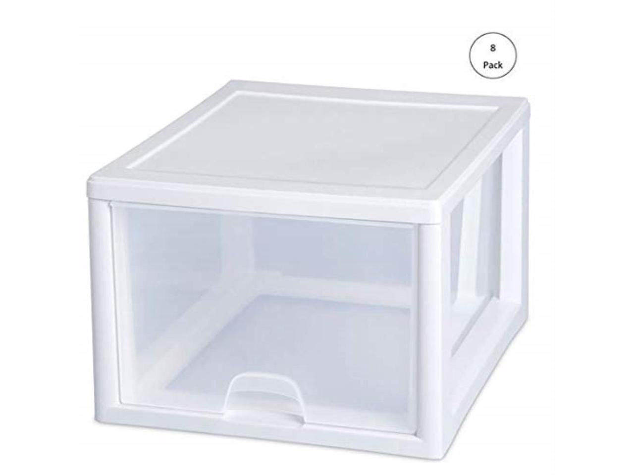 sterilite 2310 27quart single stacking drawer, clear 8 pack