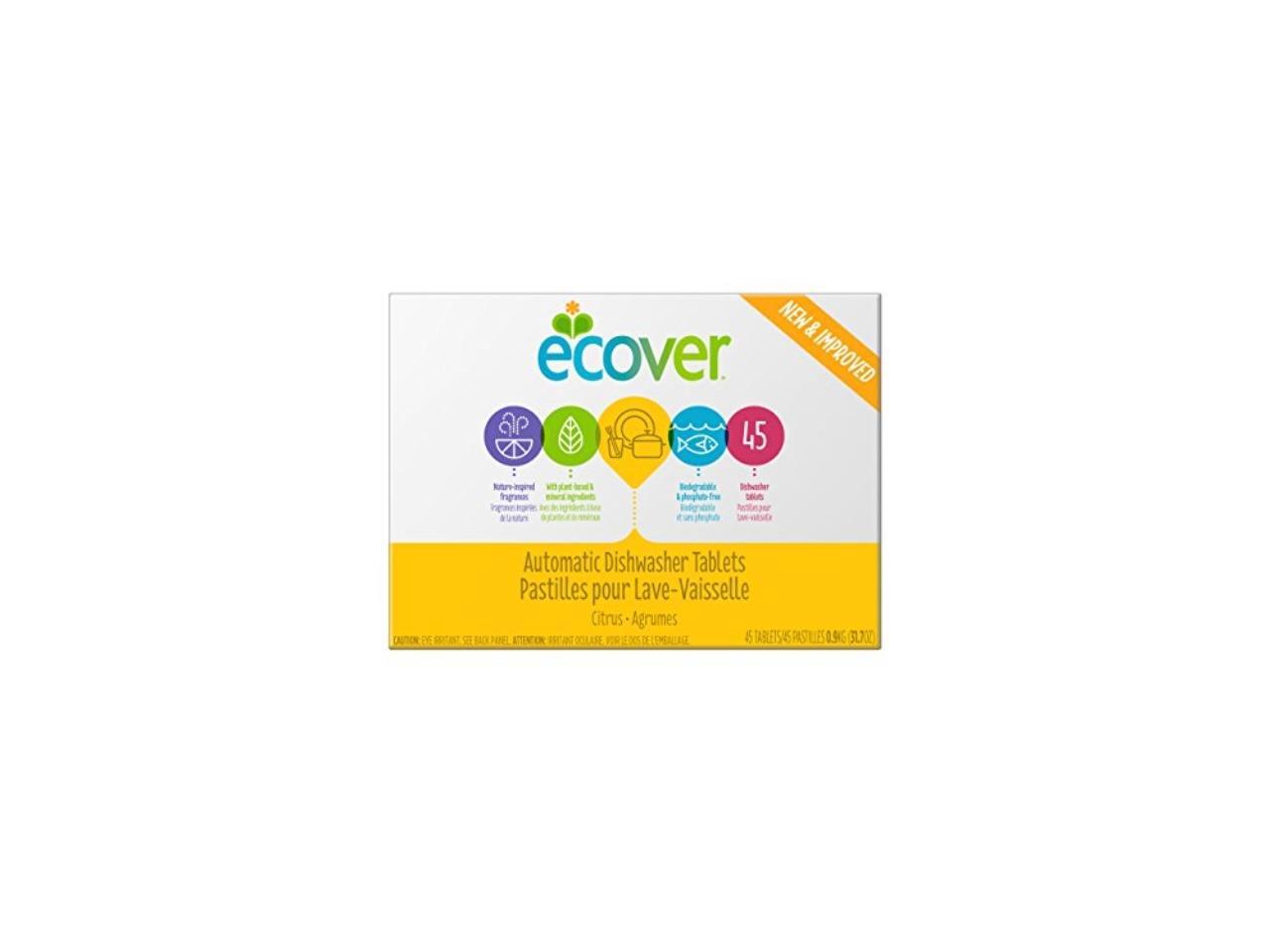 ecover automatic dishwasher soap tablets, citrus, 45 count
