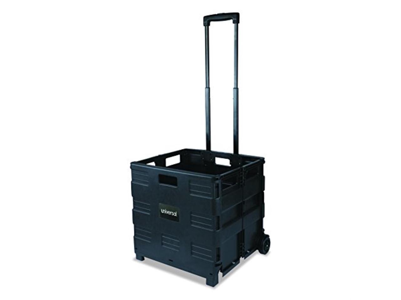 Black Safco Products 4054BL STOW AWAY Collapsible Mobile Storage Crate 