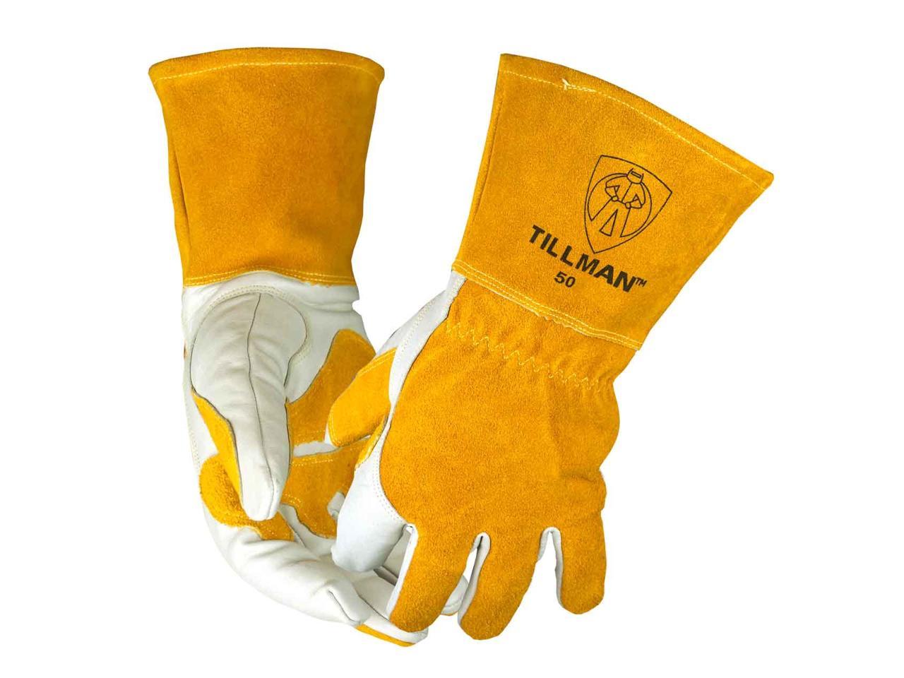 Medium for sale online Tillman 48 Top Grain Goatskin Cowhide Fleece Lined MIG Welding Gloves 
