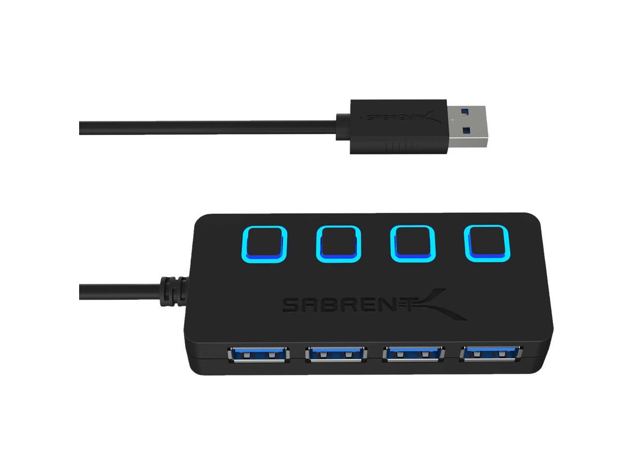 Sabrent 4 port usb 3 0 hub with individual led lit power switches