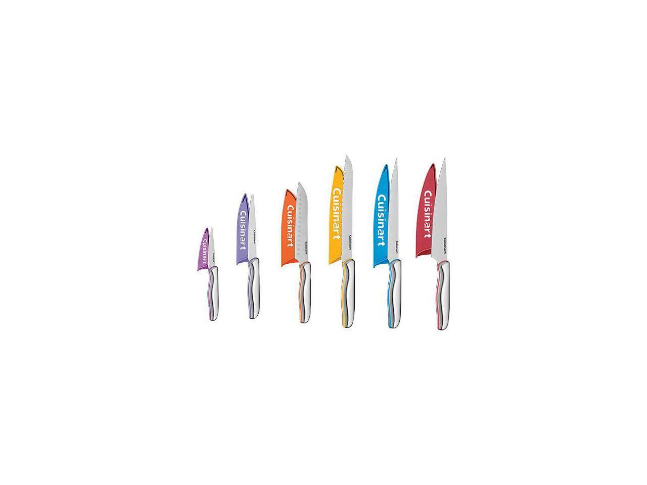 Cuisinart 12 Piece Stainless Steel Color Band Knife Set with Blade Guards C7712PCS