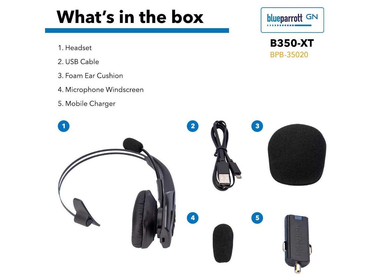 BlueParrott B350-XT BPB-35020 Wireless Noise-Canceling Headset 