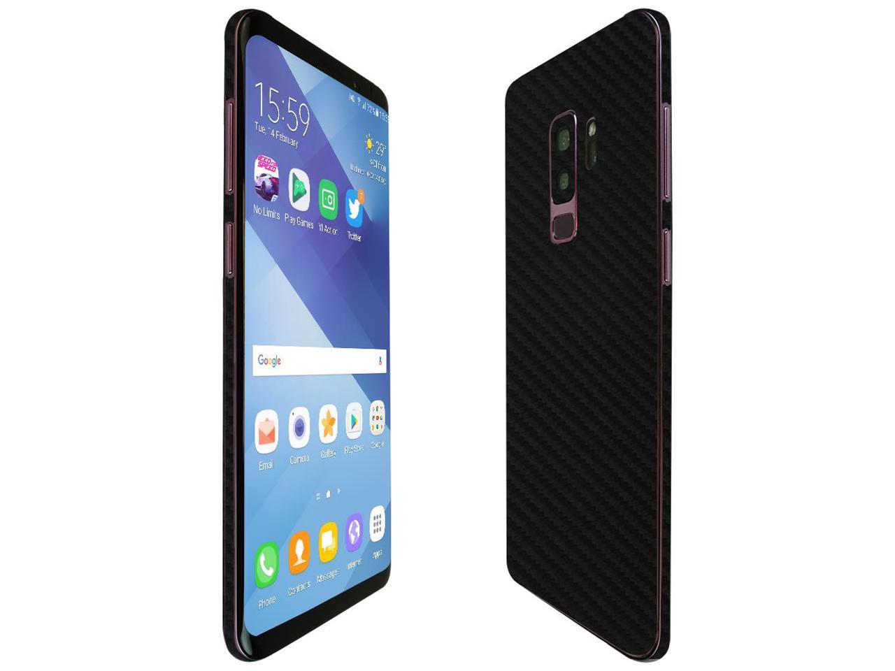 Full Coverage TechSkin with Anti-Bubble Clear Film Screen Protector Skinomi Black Carbon Fiber Full Body Skin Compatible with Samsung Galaxy S9