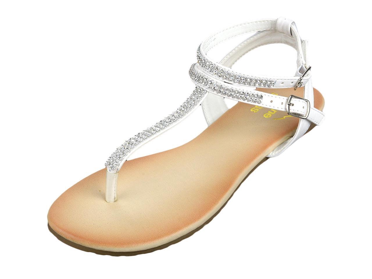 rhinestone t strap sandals