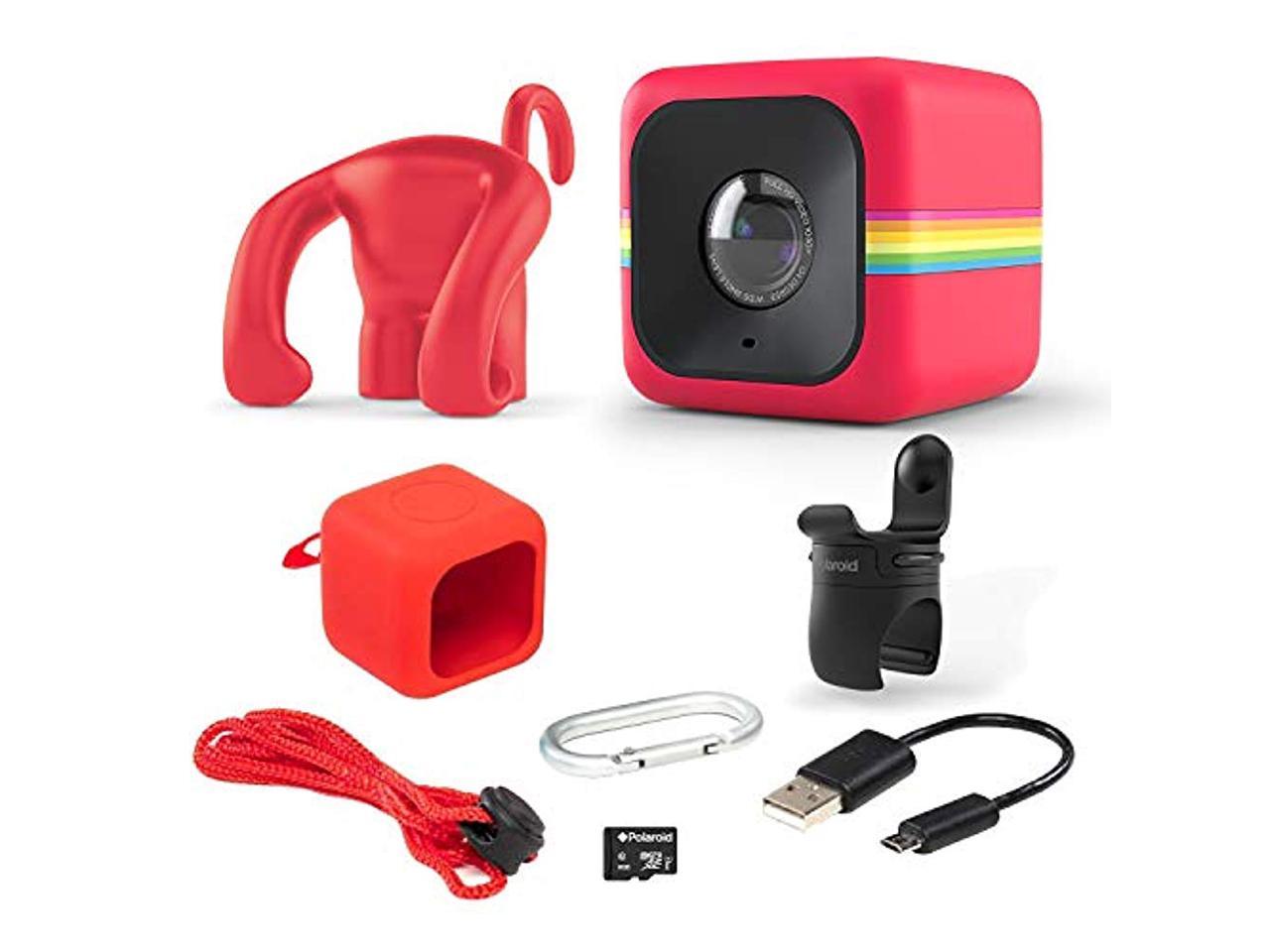 Polaroid Lifestyle Cube Act Two Hd 1080p Waterproof Action Underwater Wide Angle Sports Video Mini Camera Bundle Red Newegg Com