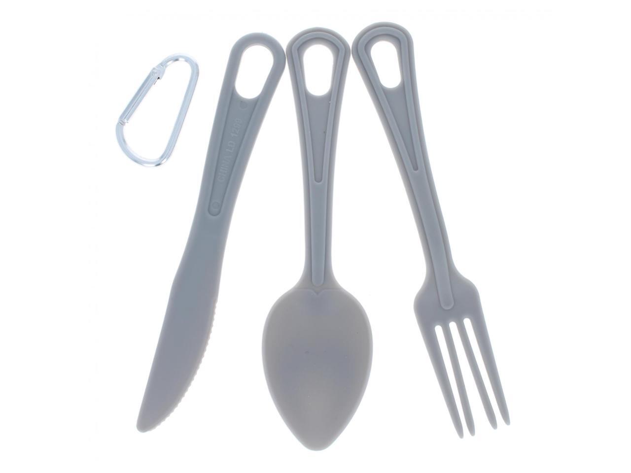 ASR Outdoor 3pc Reusable Backpacking Camping Travel Cutlery Plastic Utensils Set