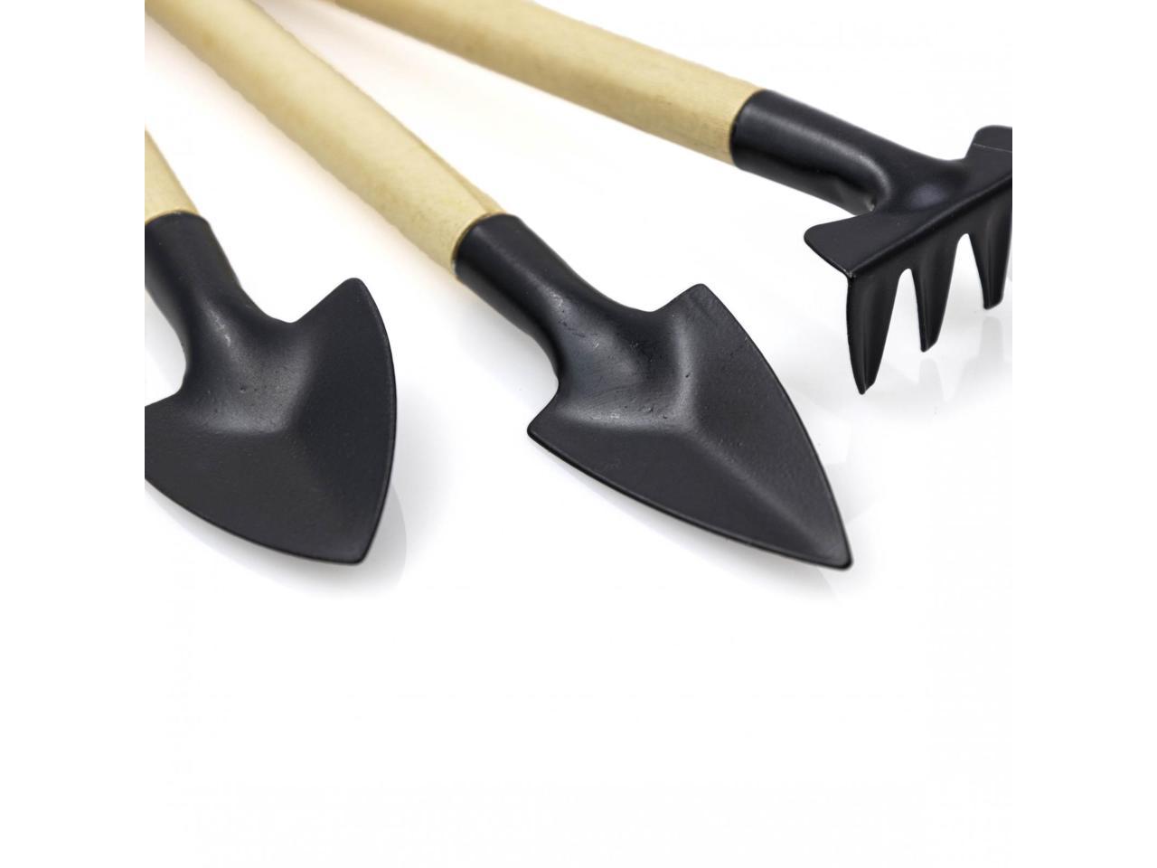 Universal Tool Mini Wooden Handheld Gardening Tool Set Spade Shovel Rake 3 Piece