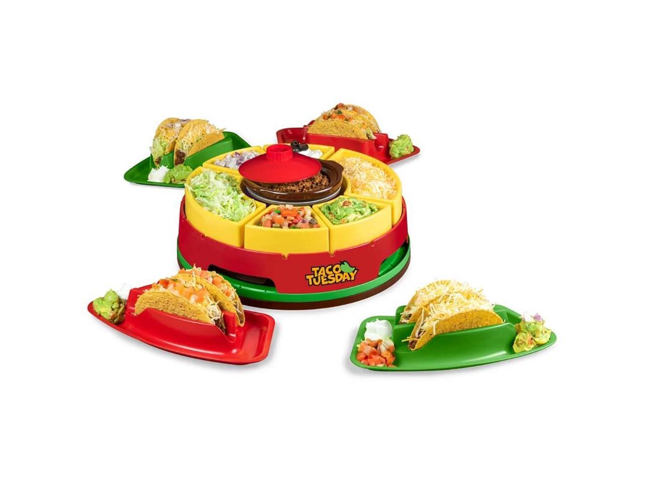 Nostalgia TTLSB10 Taco Tuesday Heated Lazy Susan Taco Bar