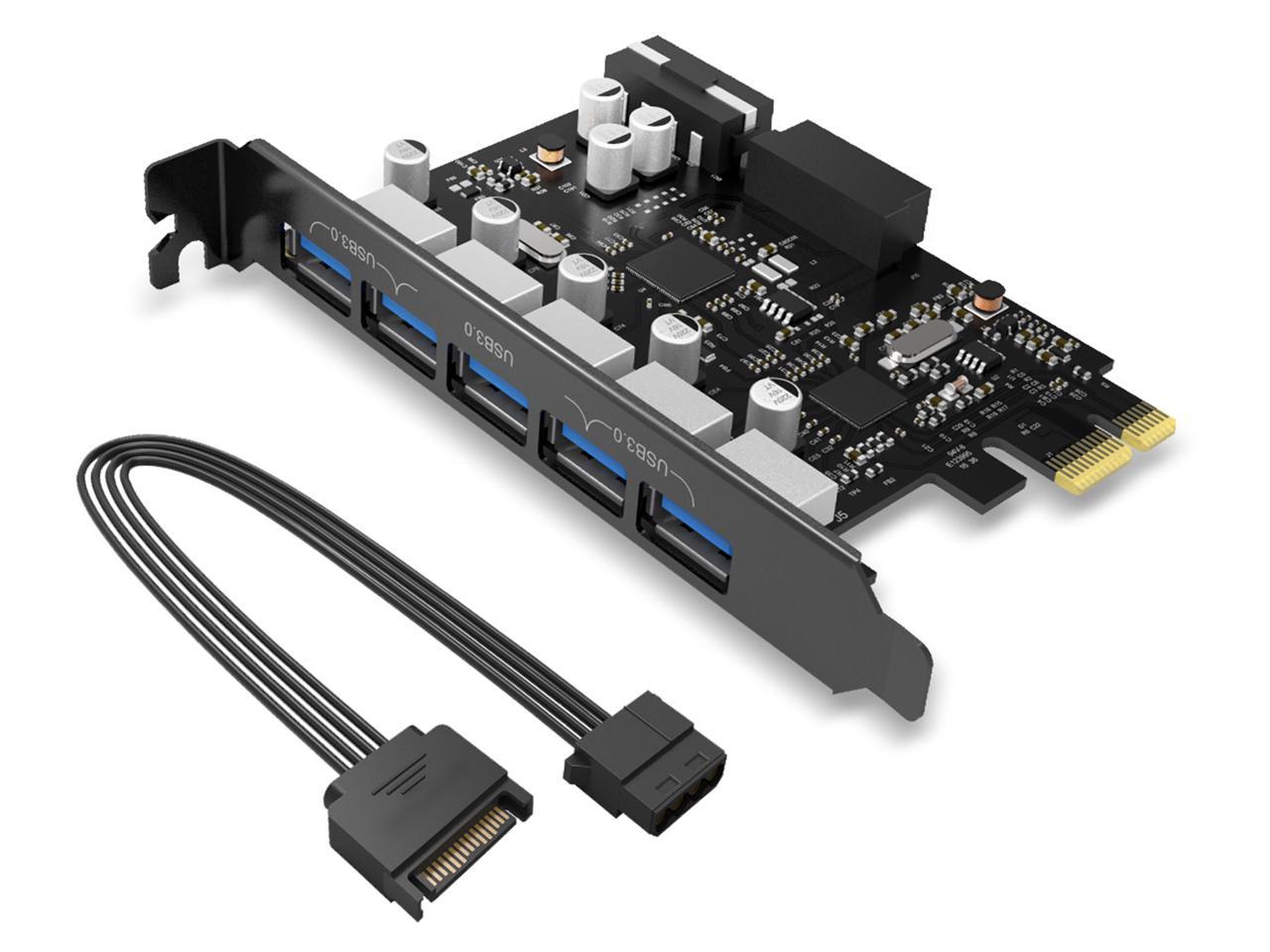 Orico Monster Usb 3 0 Pci Express Card With 5 Rear Usb 3 0 Ports And 1x Internal Usb 3 0 Pin Connector Controller Adapter Card Pvu3 502i Newegg Com