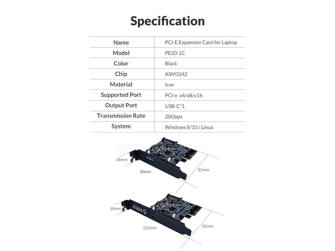 ORICO USB PCIE Card, USB 3.2 Gen 2 Internal Expansion Card,Type C PCI