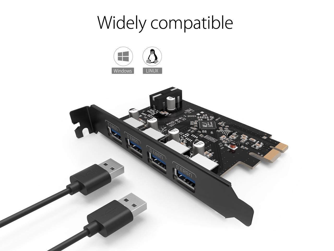 ORICO 4 Port USB3.0 PCIExpress Card 15Pin Power Connector Speed Up to