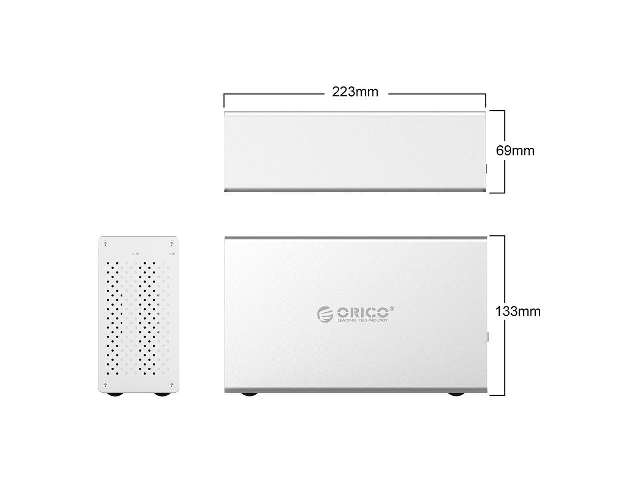 ORICO 2 Bay Hard Drive Enclosure 3.5inch TypeC to SATA Aluminum Alloy External HDD/SSD Storage