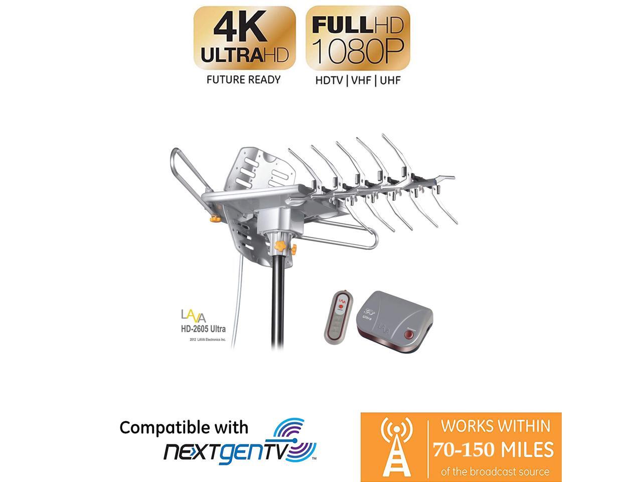 LAVA HD2605 [Newest 2020] Outdoor HD TV Antenna, Remote Controlled