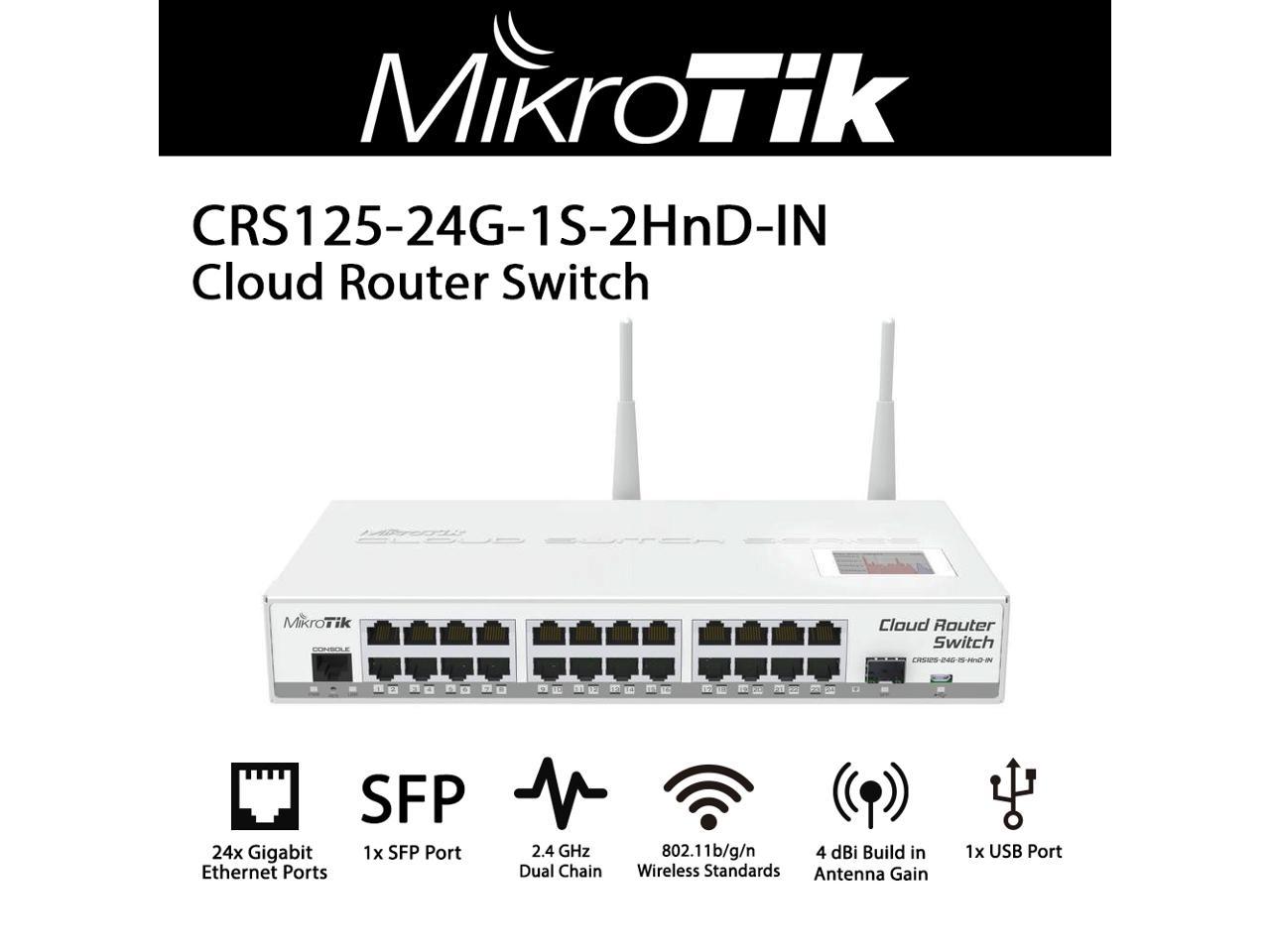 Fully manageable Layer 3 24x 10/100/1000 1000mW Wireless Cloud Router Gigabit Switch Mikrotik CRS125-24G-1S-2HnD-IN