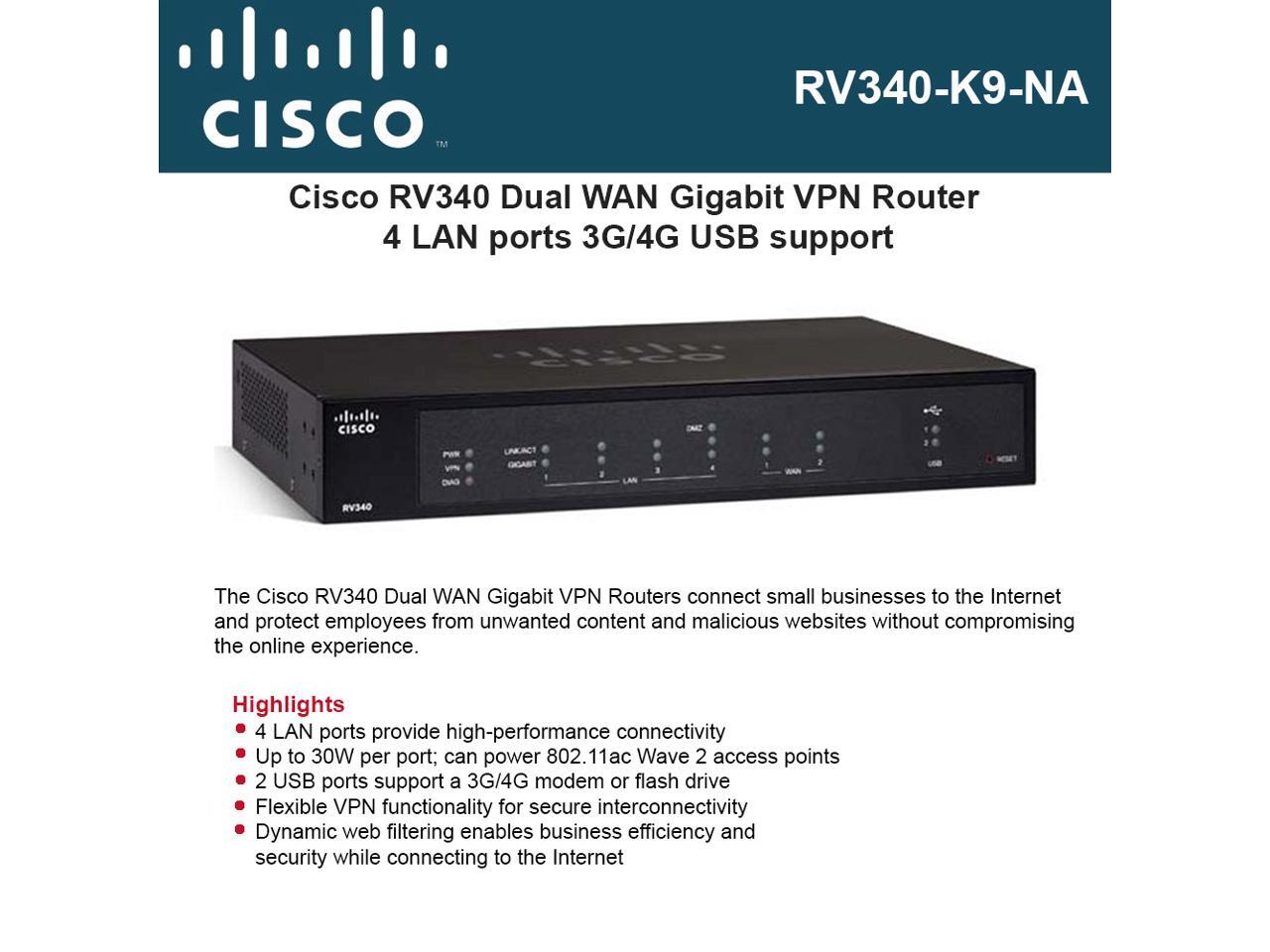 CISCO RV340 K9 NA RV340 Dual WAN Gigabit Router Newegg