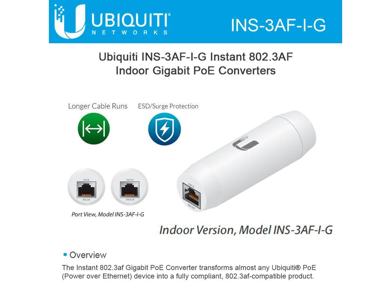 UBIQUITI NETWORKS INS3AFIG INSTANT 802.3AF ADAPTER INDOOR
