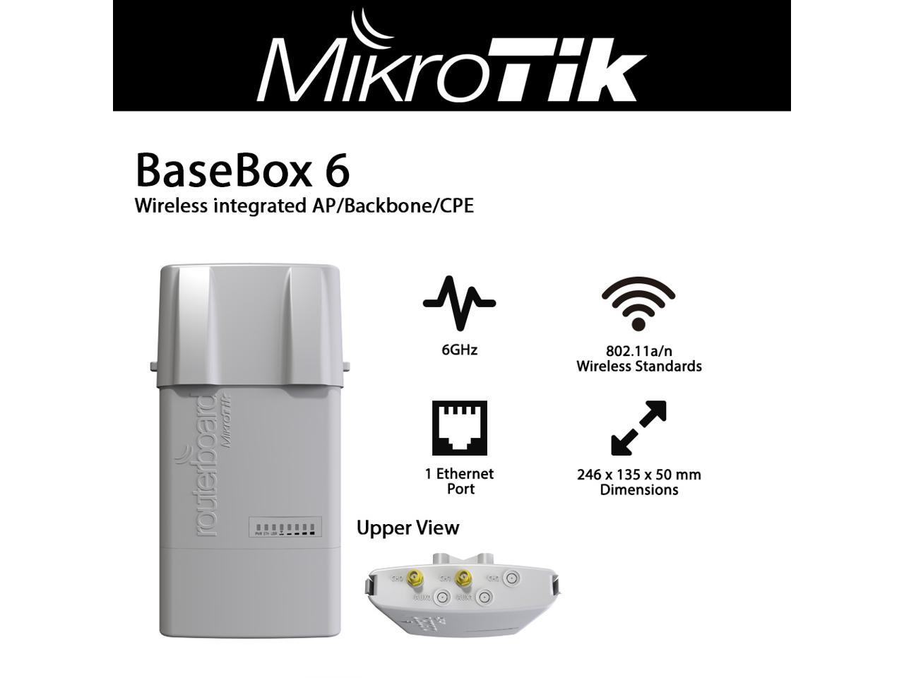 Mikrotik BaseBox 6 6GHz Integrated AP/Backbone/CPE W/ Two SMA ...