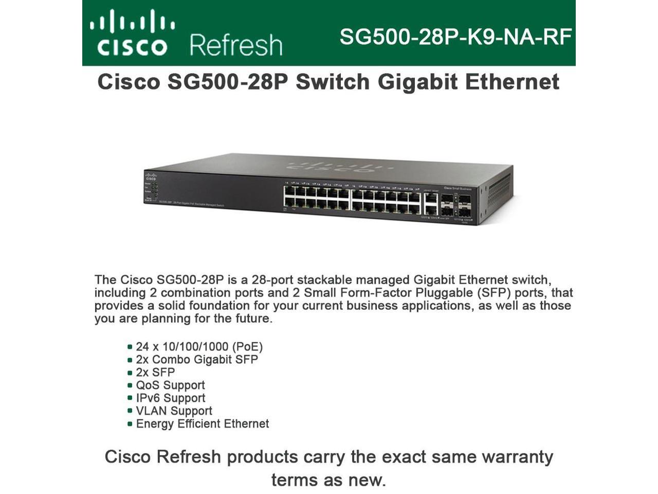Cisco SG500-28P Refresh 28-Port Gigabit PoE+ Stackable L3 