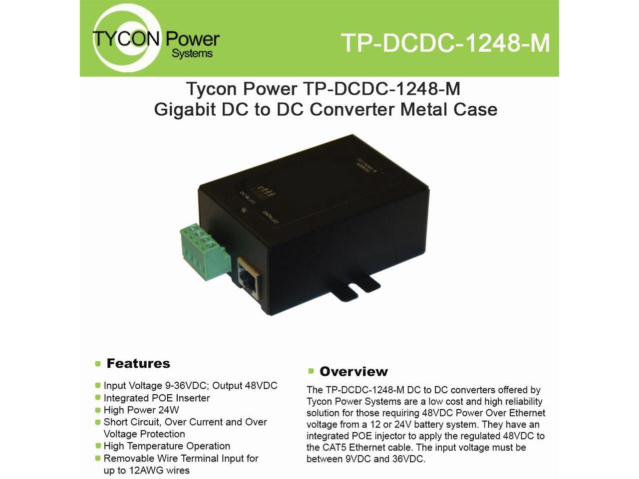 Tycon Systems DC/DC Wandler - 24W PoE Inserter Für Netzwerk Kameras & Access Points