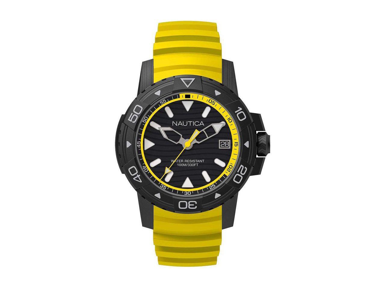 Men's Nautica Edgewater Yellow Silicone Band 45mm Watch NAPEGT004 